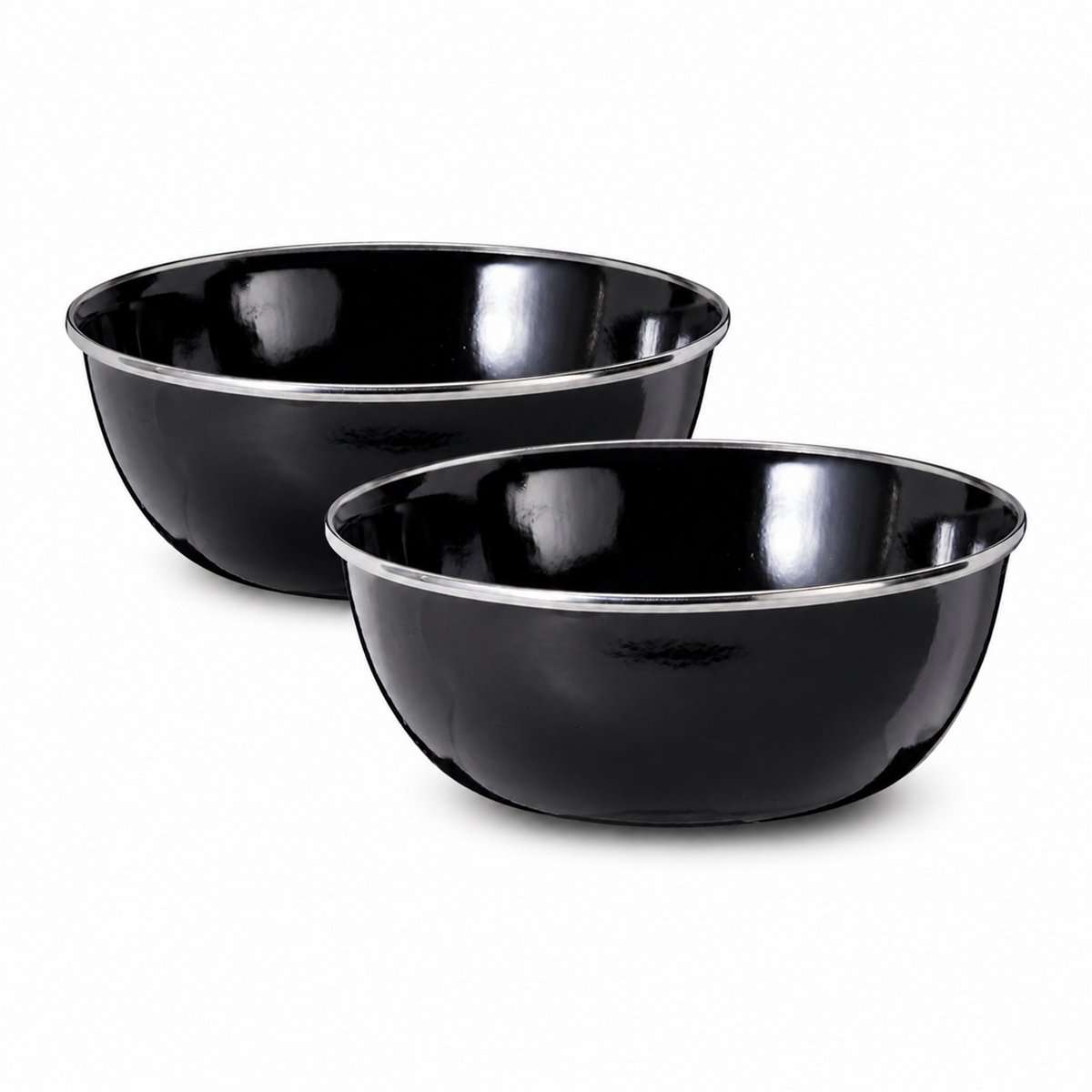 Benza - Emaille Schalen - Set van 2 Stuks - IJzer – Ø 14,7 x 5 cm