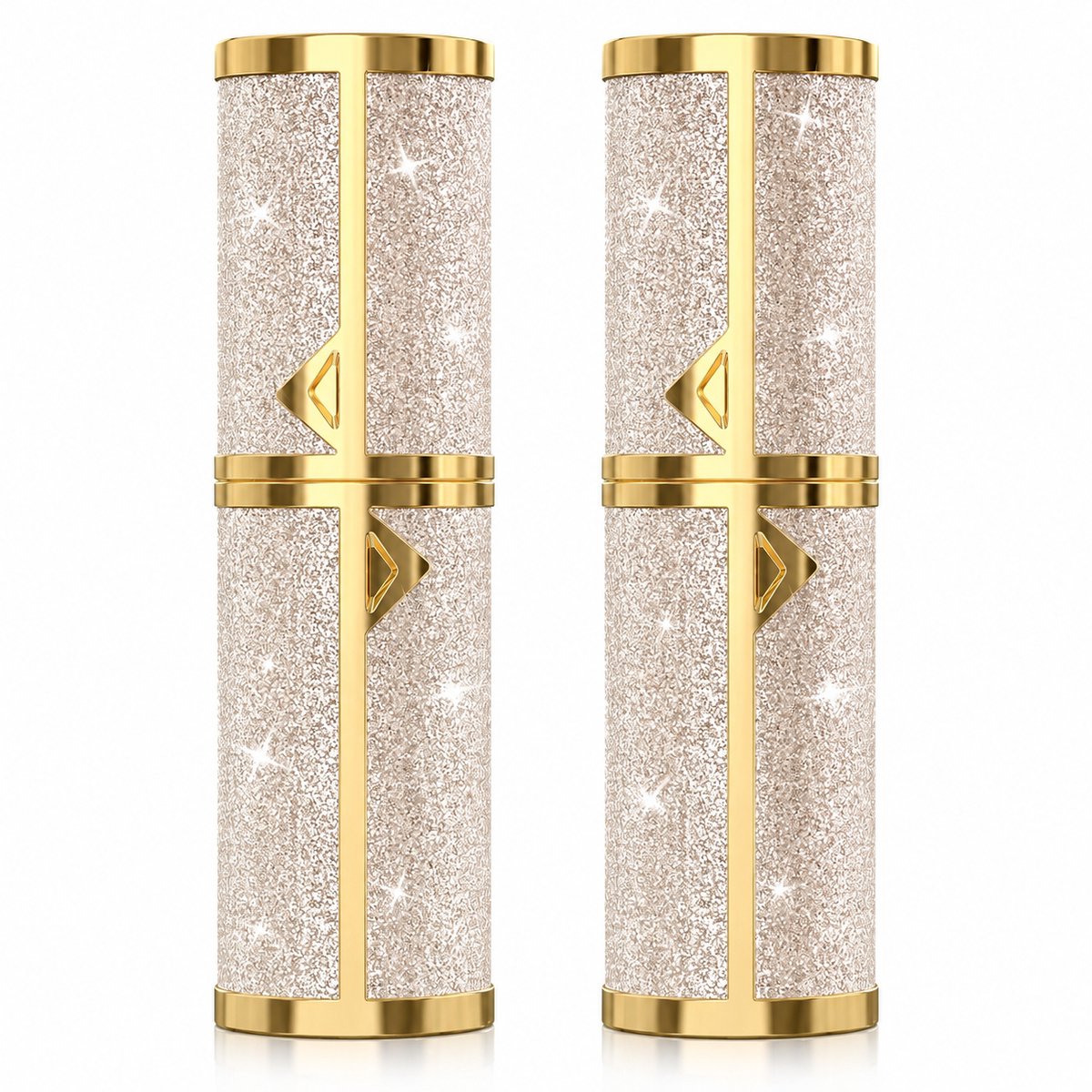 Parfumverstuiver 5 ml - 2 Stuks - Navulbaar - Mini Parfumflesje - Reisverstuiver - Sprayflesje - Goudkleurig Glitter Leer
