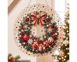 DIY Diamantschilderset - Kerstthema - 5D Diamond Painting set - met Parels en Ophangketting - Knutselpakket Volwassenen - Eenvoudig - 20x20CM - Complete Alles-in-één Set - Wanddecoratie - Ontspannende DIY-ervaring - kerst decoratie/Kerstcadeaus