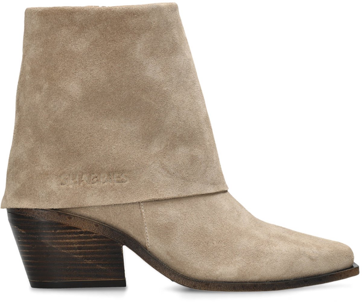 Shabbies Amsterdam - JAIRA DOUBLE Ankle Boot Suede Taupe - Maat 36