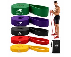 AJ-Sports Pull up bands - Weerstandsbanden - Resistance Band - Fitness Elastiek - 5 verschillende Weerstanden - Sport - Fitness - Inclusief draagtas