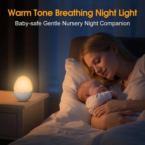 Baby Witruismachine - 9 Kalmerende Geluiden - Instelbaar Nachtlampje - Timer - Natuurgeluiden - Voor Babyslaap - Draagbaar - Oplaadbaar via USB-C — afbeelding 3