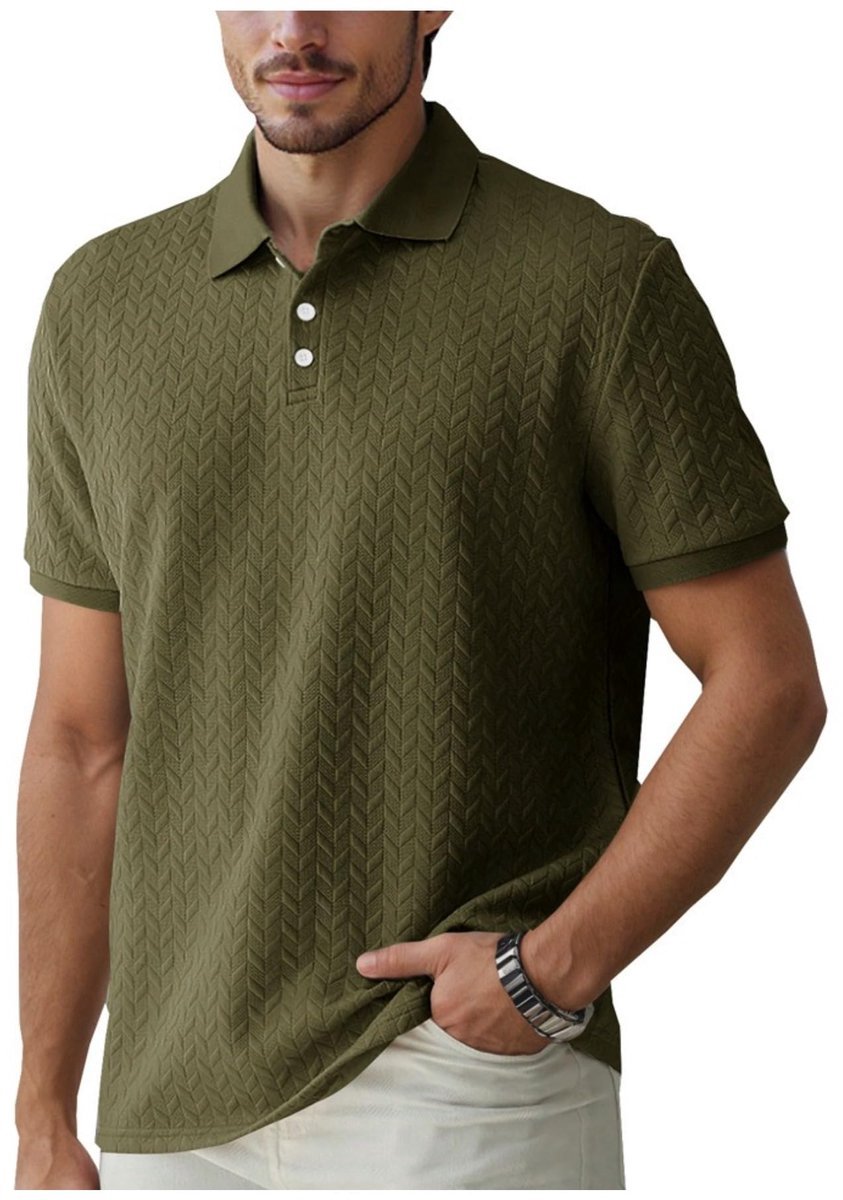 Casalora® Heren Poloshirt – Jacquard Polo met Korte Mouwen – Ademend en Comfortabel – Duurzaam Zomershirt Groen