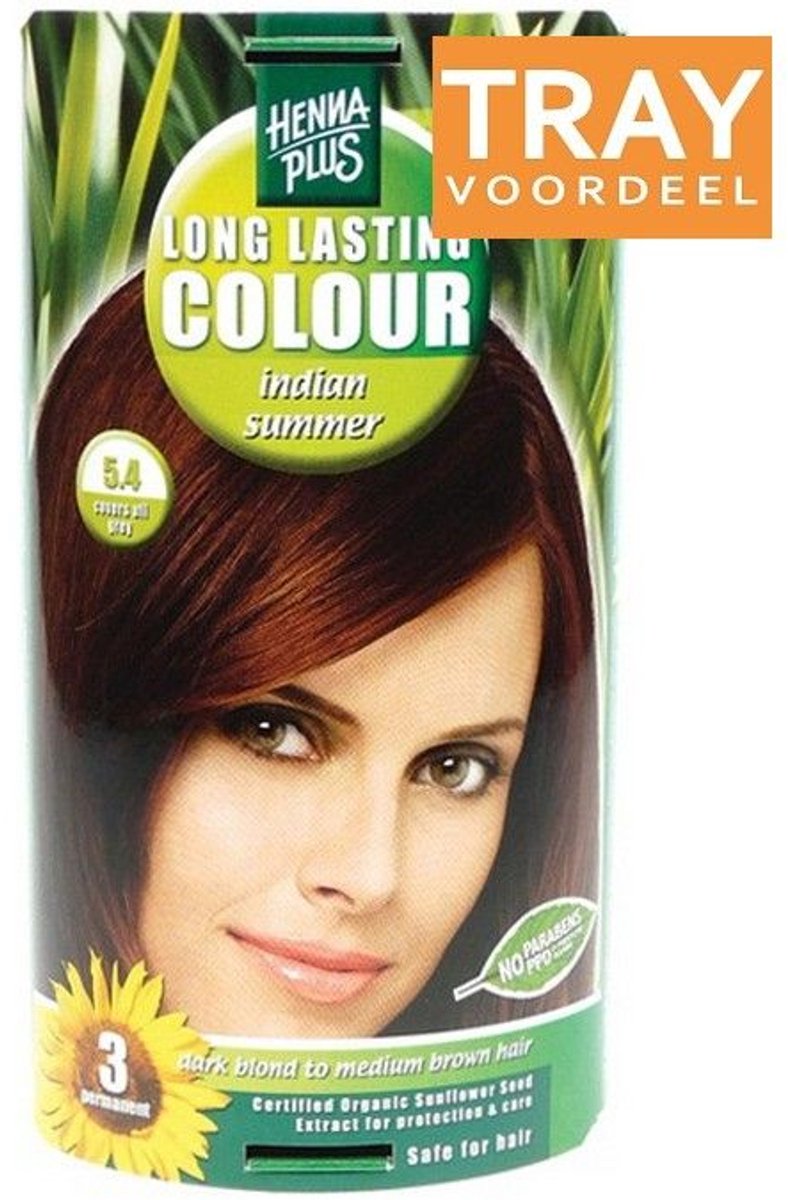 Hennaplus Long Lasting Colour Permanente Haarverf - 5.4 Indian Summer - 6 x 1 stuks TRAY