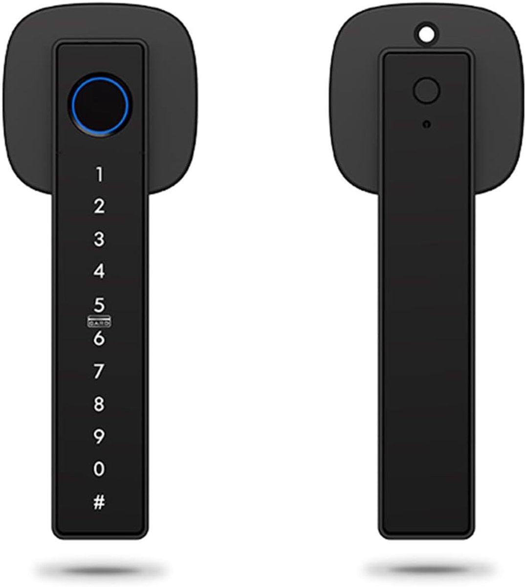Slim deurslot met handgreep, vingerafdruk-toetsenbord, biometrisch beveiligingsslot, 6 ontgrendelingsmethoden, eenvoudige installatie (zwart)