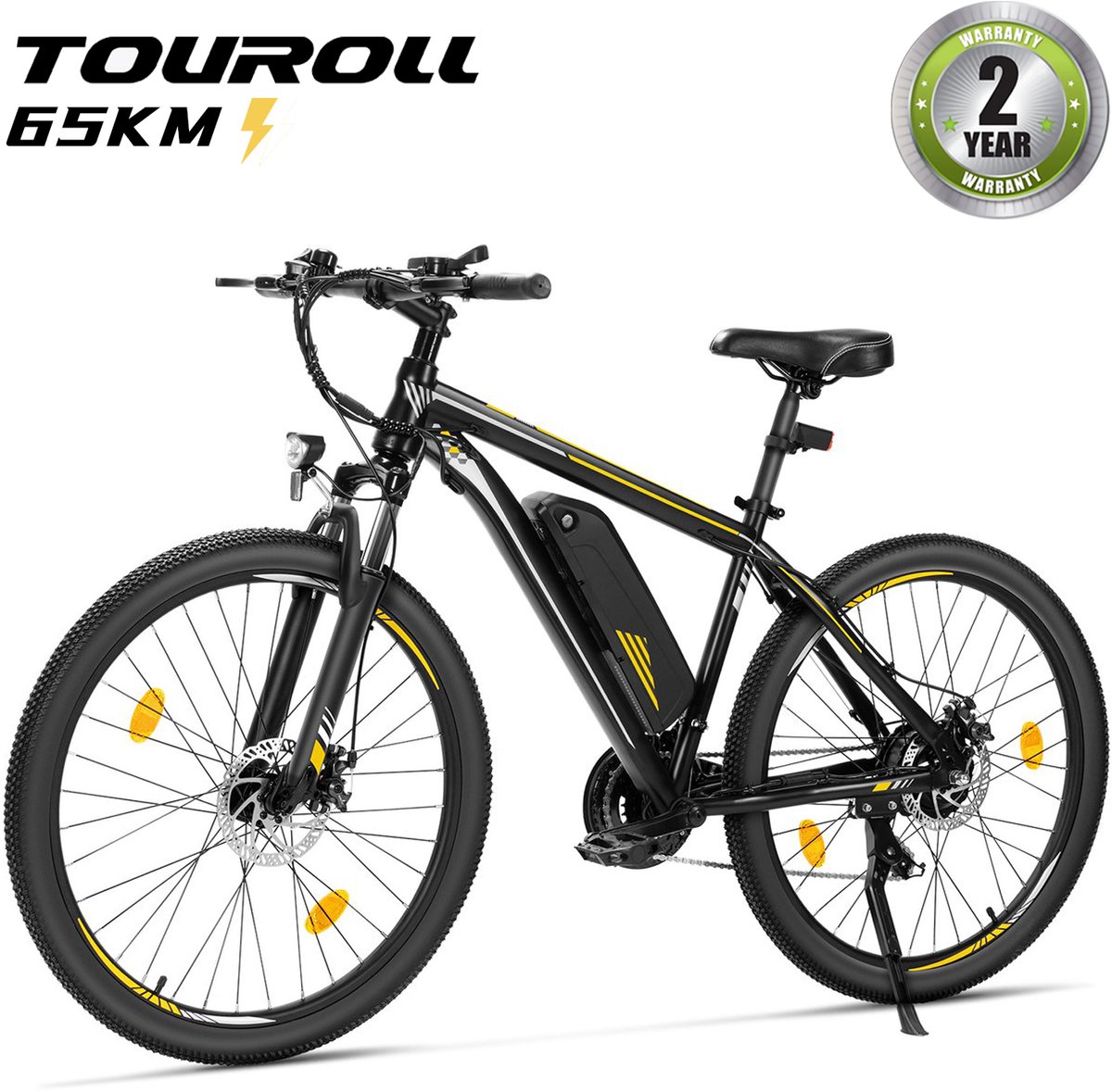 Bol.com Touroll U1 26 inch Elektrische Fiets / E-bike - 250W Motor 45Nm - Tot 65 km Actieradius - Shimano 21 Versnellingen - Voo... aanbieding