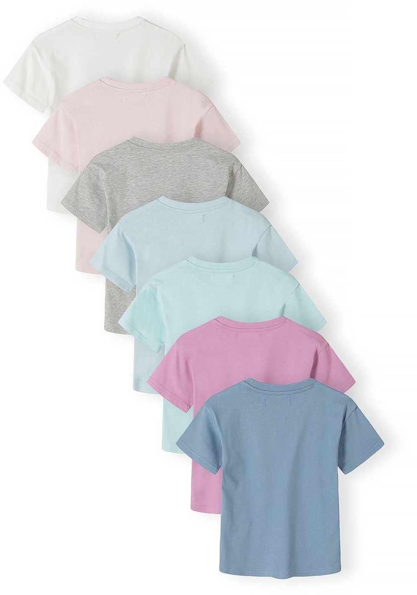 Minoti t-shirt jongens 7-pack katoen ronde hals - wit