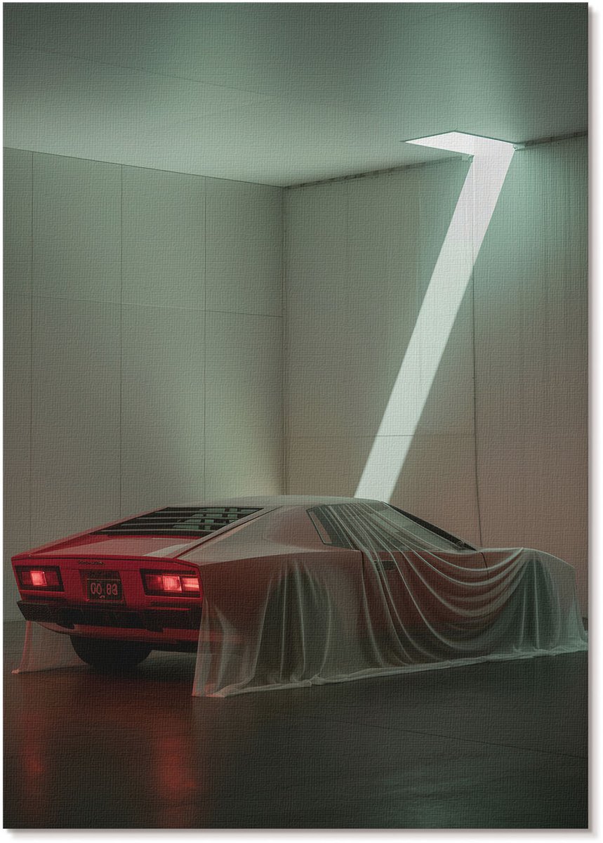 Tulup Polycanvas Wandposter - Overdekte Auto, Fotografie - A4 - Grijs Kunst - Rechthoek - Wandkunstwerk - Woonkamer, Slaapkamer, Kantoor - Modern