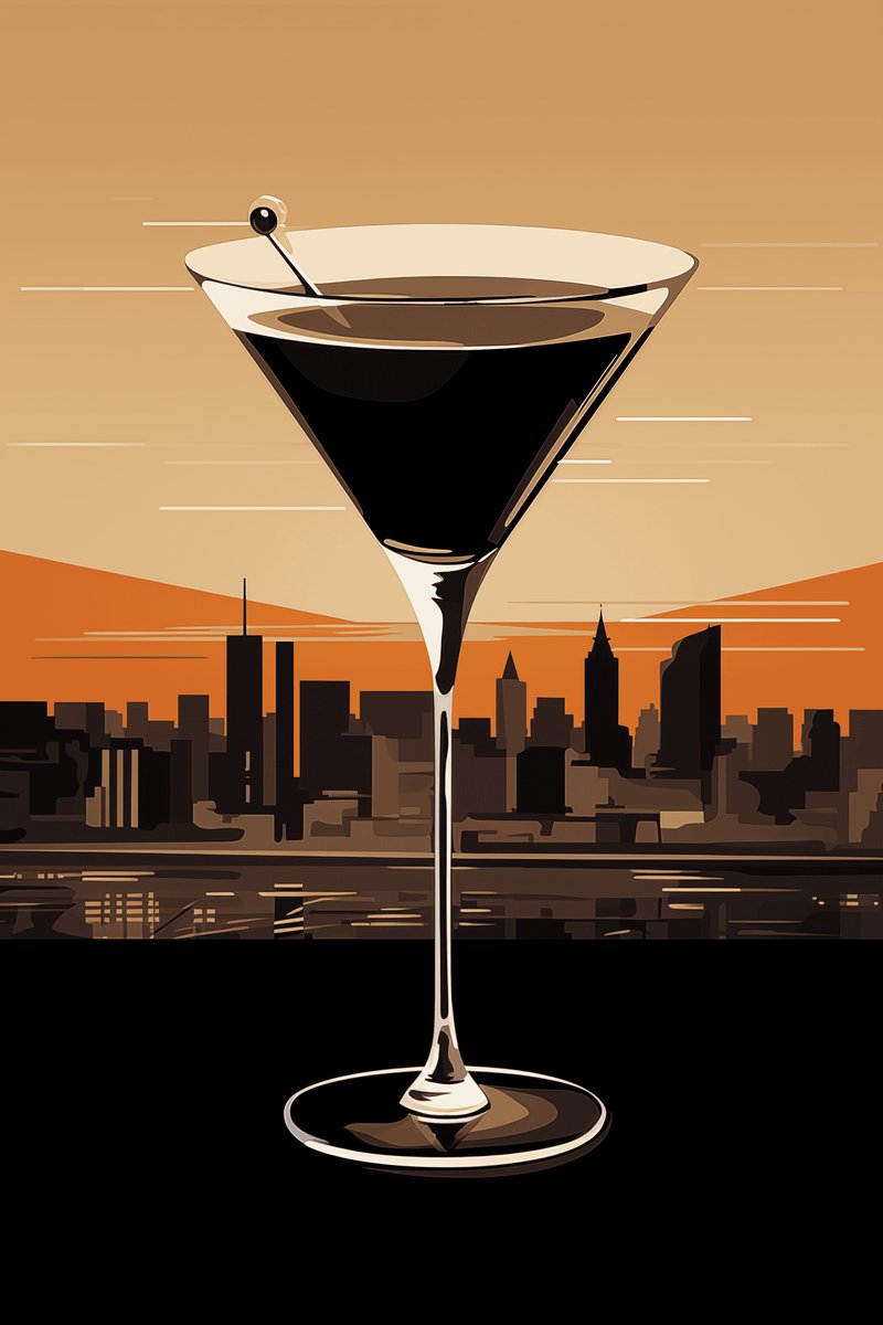 Espresso Martini Poster - Cocktail - Stad - Drank - Esma - Terras - Horeca - posters - formaat 70x100cm - Wanddecoratie - L1832YR