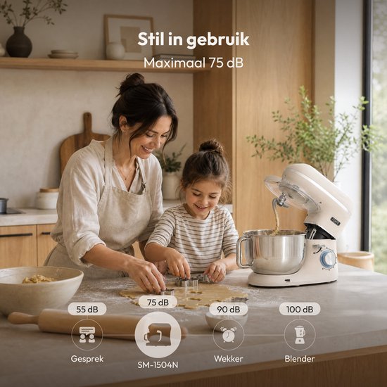 Fentic Keukenmachine – 2000W – Keukenrobot - Foodprocessor - 6,2L Mengkom – Incl. extra Accessoires – Beige van Fentic — afbeelding 4