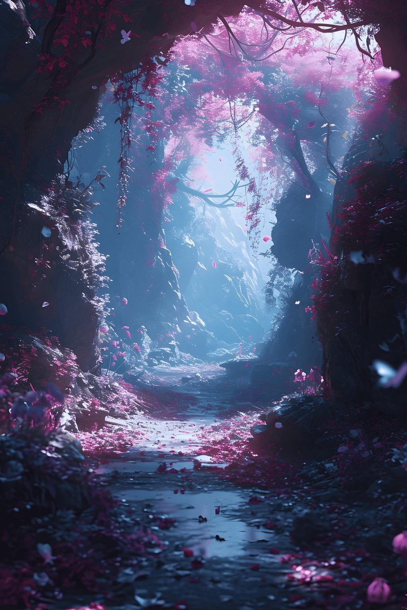 Boslicht Roze - Sakura - Loofbomen - Natuur - Aquarel - posters - formaat 70x100cm - Wanddecoratie - L1709MT
