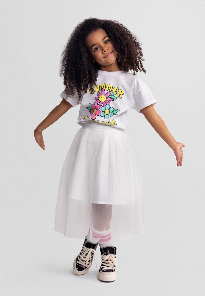 Minoti T-shirt meisjes met hartjesprint - 100% katoen - lila