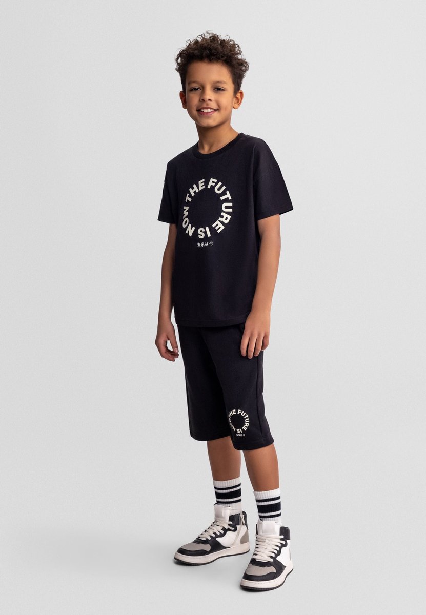 Minoti kleding set jongens T-shirt en short - 100% katoen - zwart