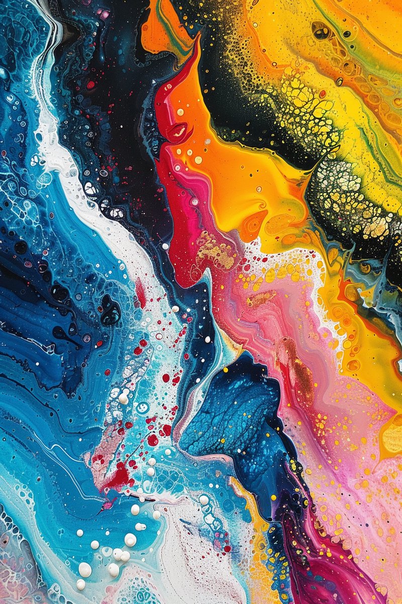 Kleurenverf Poster - Kleuren - Verf - Kleurrijke - Abstract - Huisdeco - Abstracte - posters - formaat 70x100cm - Wanddecoratie - L2224CW