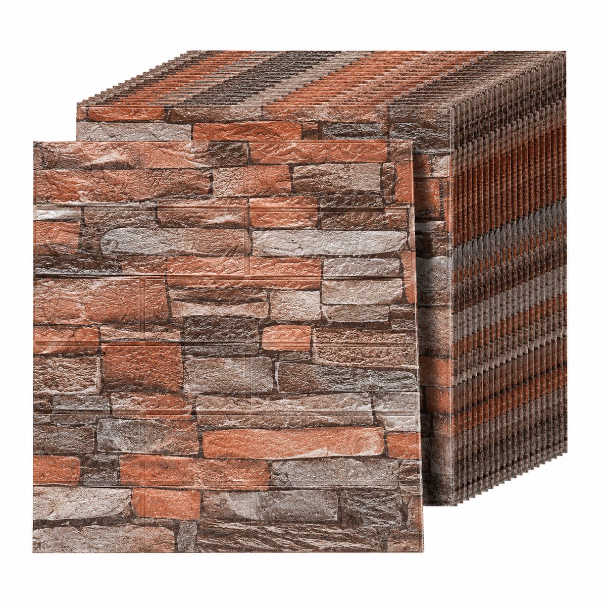 3D Zelfklevende Wandpanelen - Panelen - Baksteenlook - PE Schuim - 35x38,5 cm - Voor Woonkamer, Slaapkamer en TV-muur - Rood - 20 stuks