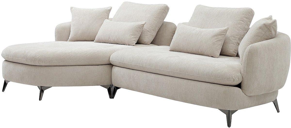 Vente-unique Hoekbank links in beige chenillestof PIPANI