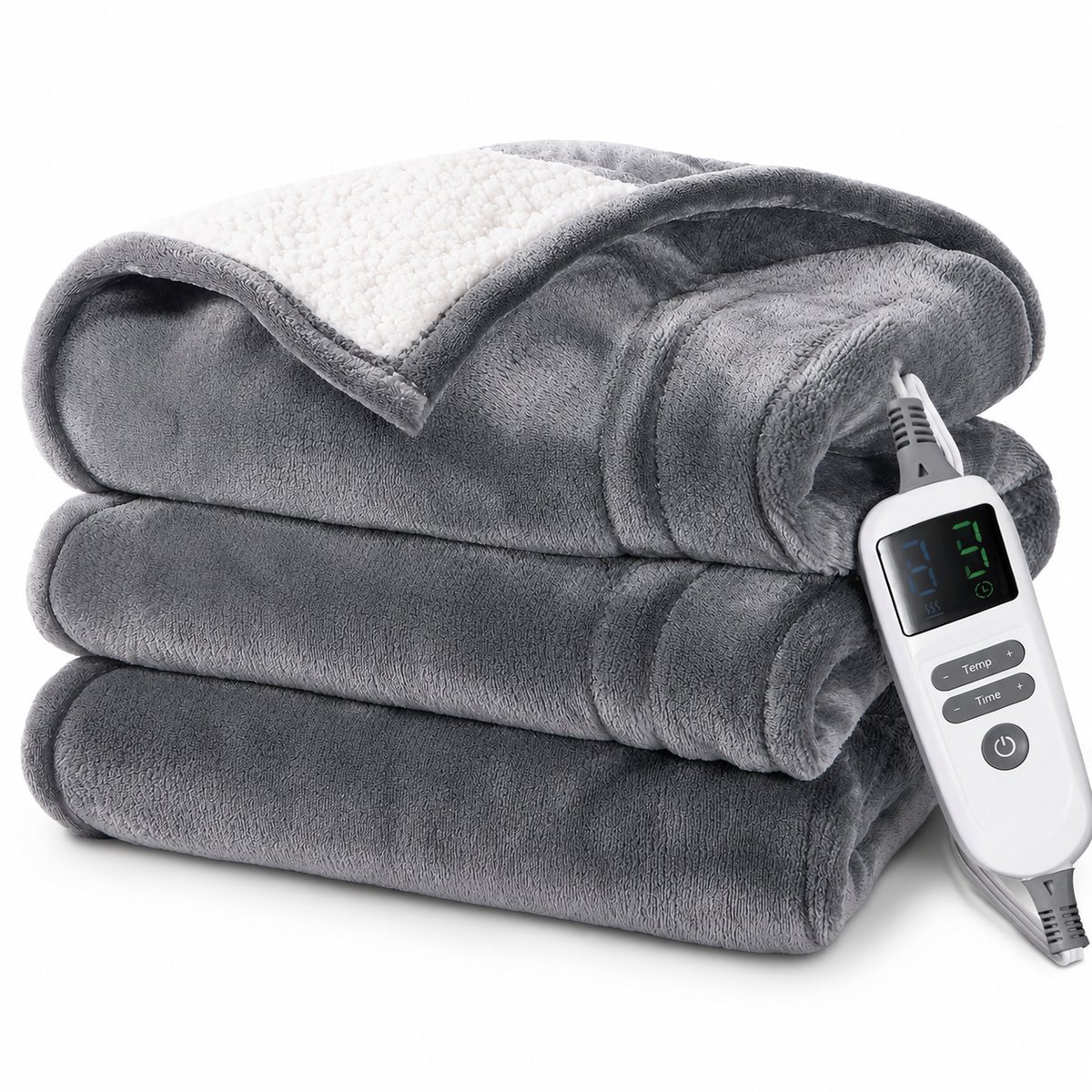 House of Balance Elektrische Deken - 1 persoons Verwarmingsdeken - 130 × 160 cm – 10 Warmtestanden – Timer – Machinewasbaar