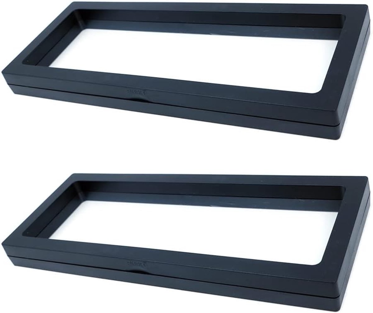 3D Displaybox voor Munten, Sieraden en Medaillons - Floating Frame Houder, Zwart, 230 x 90 mm, Set van 2, Perfect voor Collecties en Decoratie