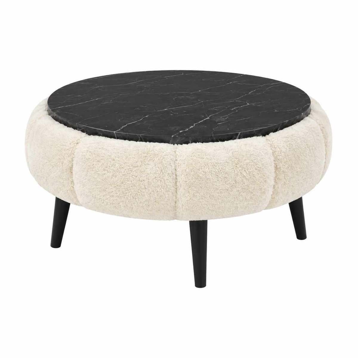 Skye Decor Bliss Papatya 60 – Salontafel – Crème/Zwart marmer – Ø60 x 44 cm