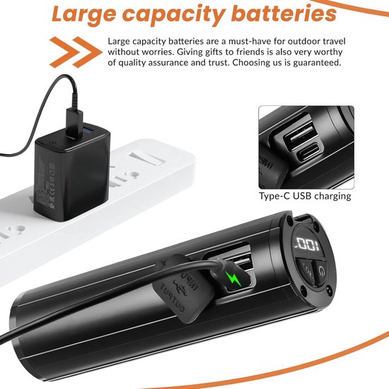 Fietslamp met 400-1500 lumen, superheldere LED-koplamp, 8 standen, oplaadbare fietslamp met 3000 mAh in- en uitgang, gebruiksduur 4-8 uur, waterdichte fietskoplamp voor fietsen en mountainbiken. — afbeelding 3
