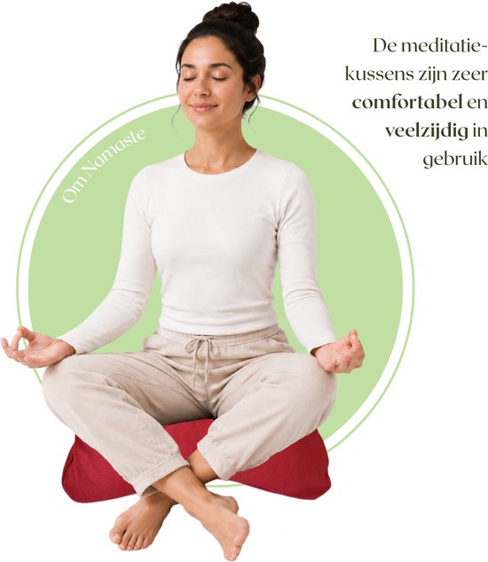Om Namaste Halve Maan Meditatiekussen Zitkussen - Pro Moon - Terra Rood van Om Namaste — afbeelding 2