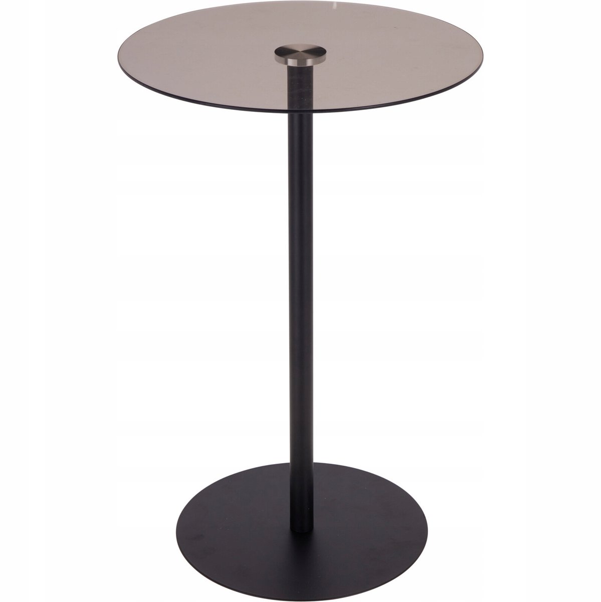 Relaxwonen - Bijzettafel – Stijlvol & Praktisch - Zwart - Model Nev - Ø 35 x 53 cm – Glazen Tafelblad – Metalen Onderstel