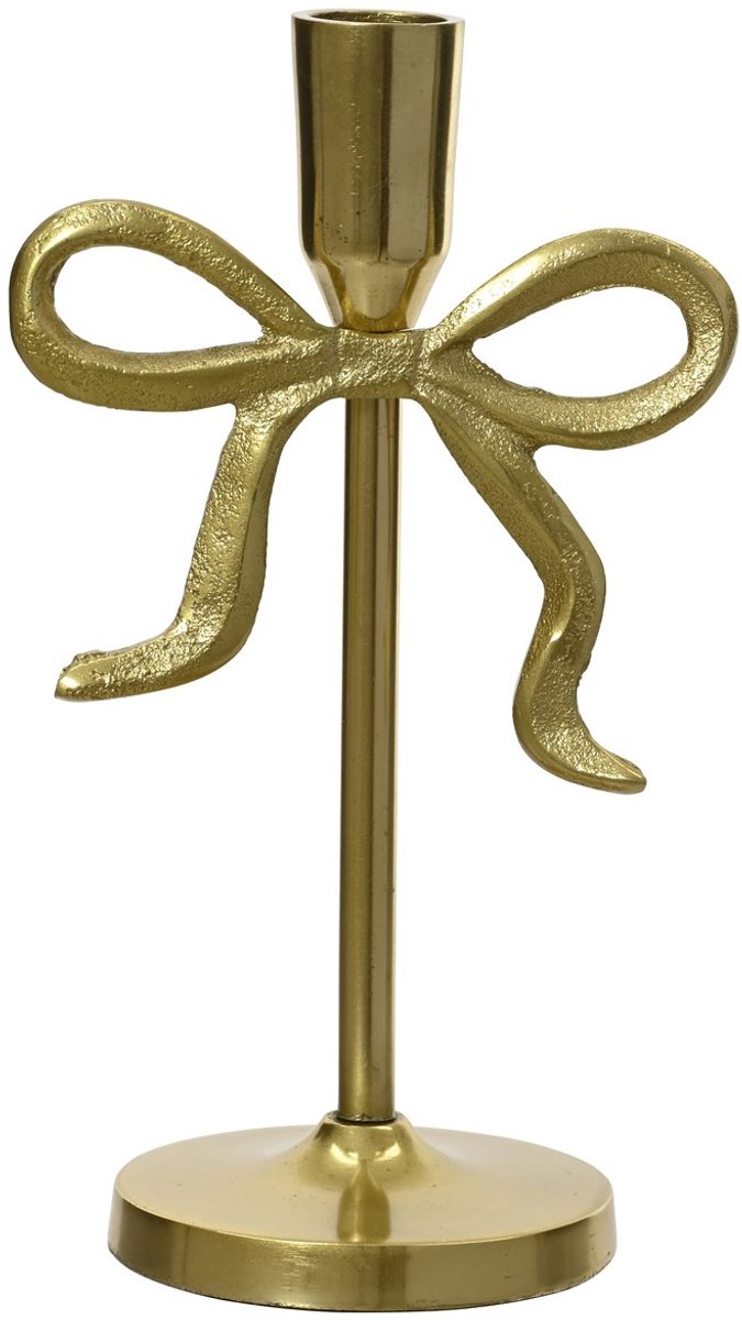 Kaemingk Kandelaar Strik Goud Ø 8,5 cm H: 21 cm - Aluminium