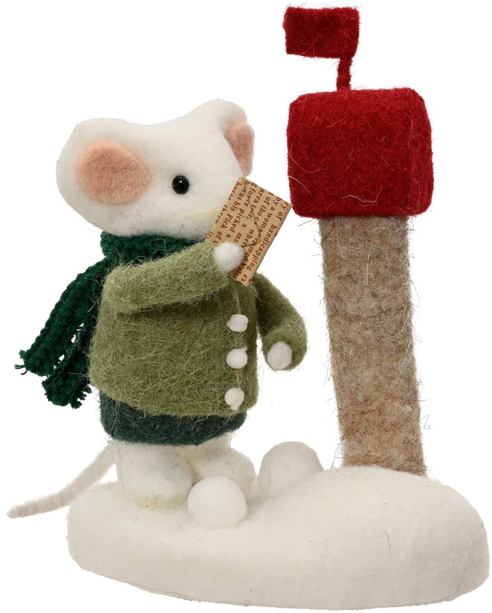 Kaemingk kerstfiguur muis in de sneeuw wol 19 cm