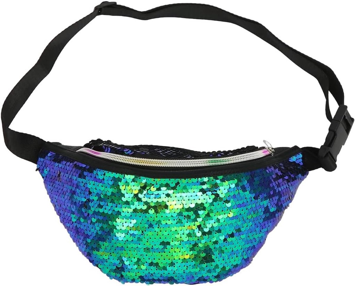 Shiny Heuptas voor Vrouwelijke Mode, Perfect voor Carnaval en Feestjes met Teal Sequins