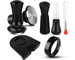Koffie Sabotage 53 mm - Espresso Sabotage Set met WDT Tool, 54mm Doseertrechter, Sabotage Mat, Veerbelaste Sabotage Platte Roestvrijstalen Basis voor Barista Thuis Koffie Espresso Accessoires