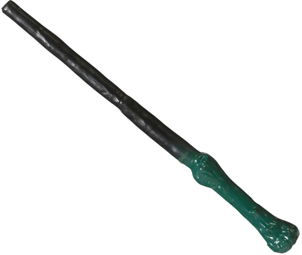 Atosa Carnaval verkleed toverstokje - voor heksen en tovenaars - 35 cm - zwart/groen - kunststof
