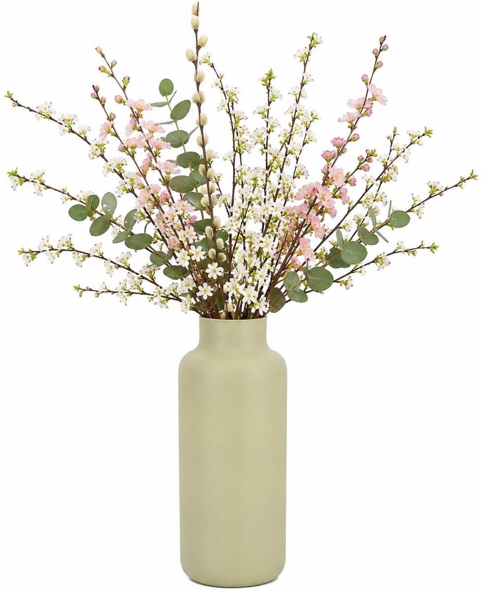 Floran Design bloemenvaas Milano - kaky/beige - mat glas - 15 x 30 cm - glazen vazen