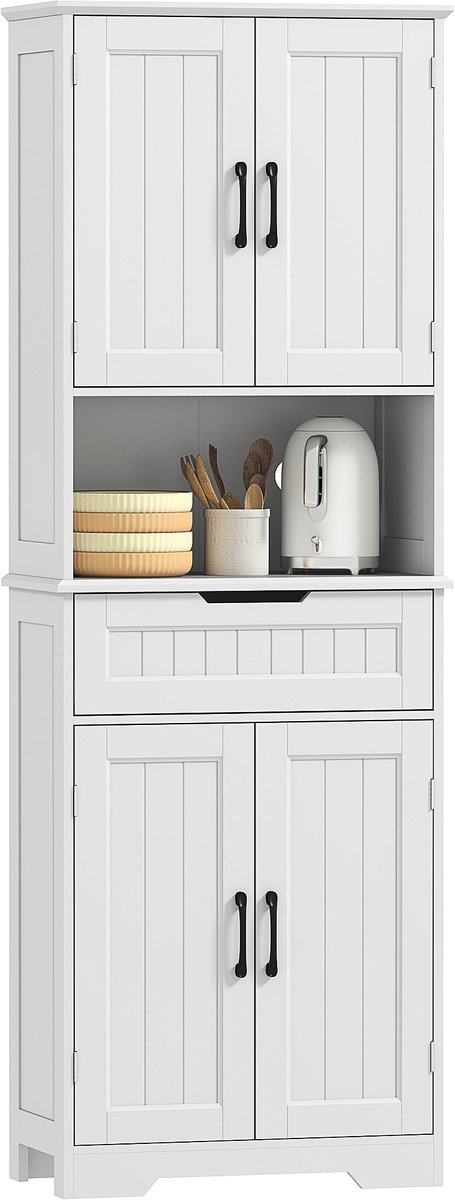 Hoge keukenkast - multifunctionele kast met 4 deuren - voorzien van 1 lade en verstelbare legplanken