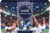 NIVEA MEN adventskalender met 24 vakjes, voorzien van een voetbalstadion-thema en confetti-ontwerp.