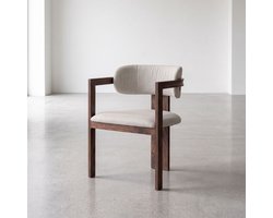 HUUS Eetkamerstoel Japandi met Armleuning - Taupe Stoffering