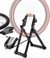 Wielrichter voor fietswielen - Opvouwbare centreerstandaard met dubbele meetpennen en schaalplaat - Voor MTB en racefiets, voor- en achterwielen - Zwart, 1,8 kg - Wielrichter Tool - Fietsonderhoud Thuis