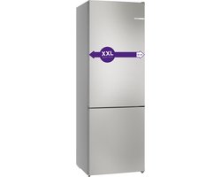 Bosch - KGN492IAF - Serie 4 - Koel-vriescombinatie - Energielabel A - 203 x 70 cm - Extra breed - RVS - Total No Frost; Nooit meer ontdooien- Zeer stil - VitaFresh XXL 0°C: houd etenswaren langer vers met extra ruime vershoudlades.