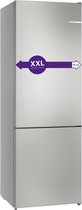 Bosch - KGN492IAF - Serie 4 - Koel-vriescombinatie - Energielabel A - 203 x 70 cm - Extra breed - RVS - Total No Frost; Nooit meer ontdooien- Zeer stil - VitaFresh XXL 0°C: houd etenswaren langer vers met extra ruime vershoudlades.