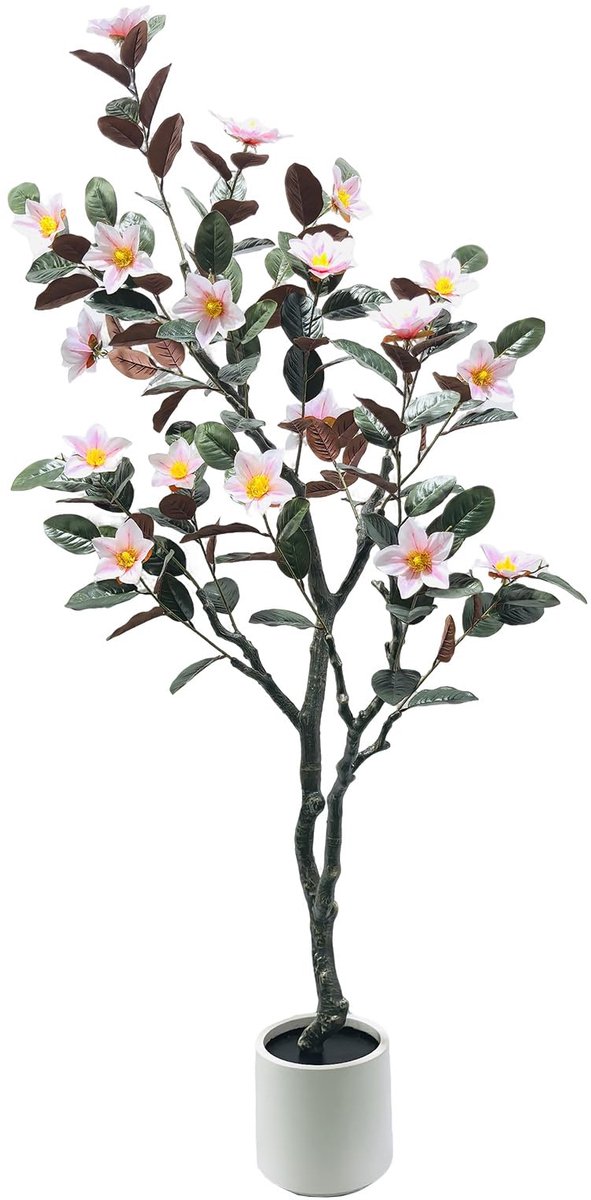 Danky - Kunstmatige Magnoliaboom - Kunstplant met witte pot - 180 cm - 1 stuk
