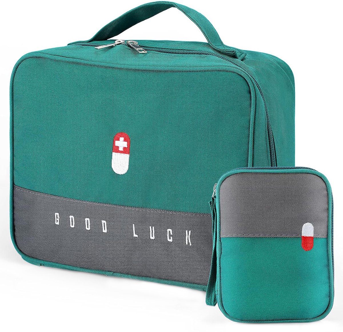 Medische Tas Set van 2 - Medicijntas Groot en Klein - Draagbare Medicijntas - Grote Capaciteit - Waterdichte Medicijn Opbergtas - Vochtbestendige Medicatie Organizer - Reisapotheek Tas voor School, Reizen, Kamperen en Wandelen - Meerdere Kleuren