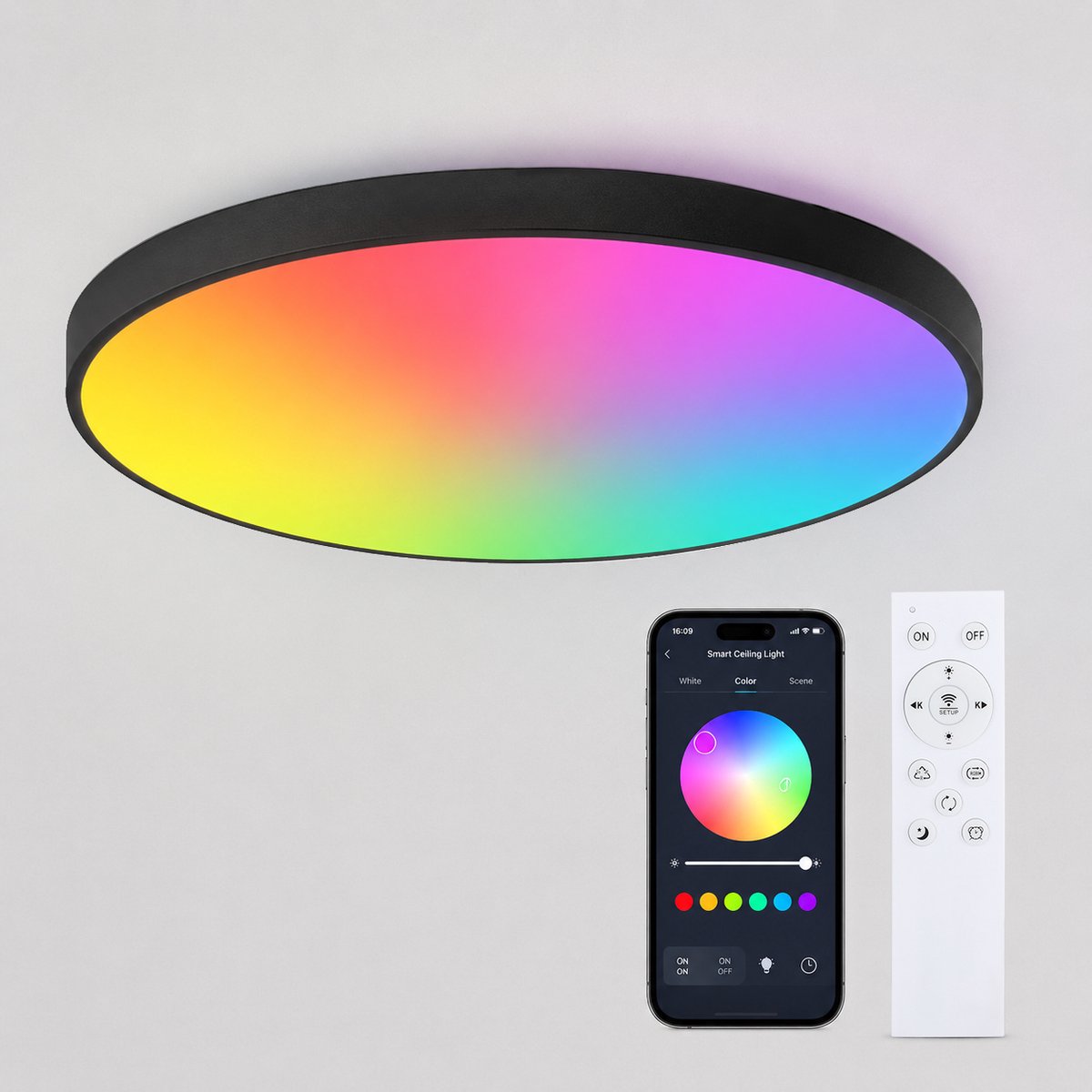 Lovhaus LED Plafondlamp Ø30 cm – 24W – Dimbaar 2700K-6500K – Met Afstandsbediening & App