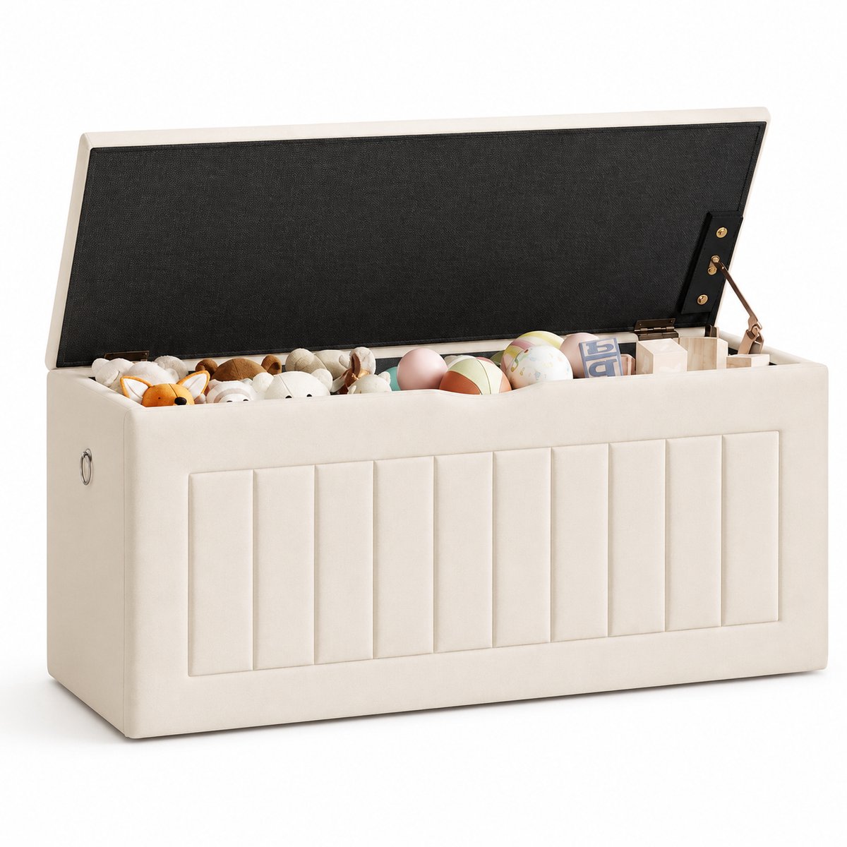 CINK & Co Opbergbank 100 cm - Met Klep en Zitfunctie - Speelgoedkist tot 99,8 kg - Voor Hal, Woonkamer en Slaapkamer - Beige - 100 x 40 x 45 cm