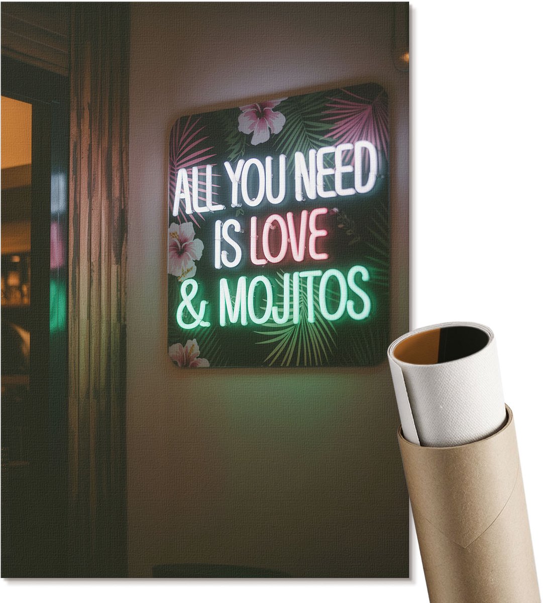 Coloray Polycanvas Poster - Katten, Zwart - A2 - Geel Kunst - Rechthoek - Canvasposter - Slaapkamer - Klassiek