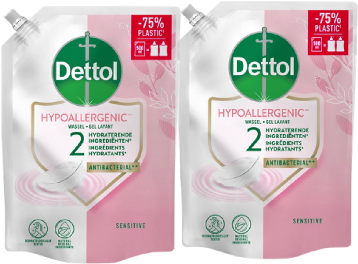 Bol.com Dettol Refill Sensitive 500ML - 2 Stuks - Voordeelverpakking aanbieding