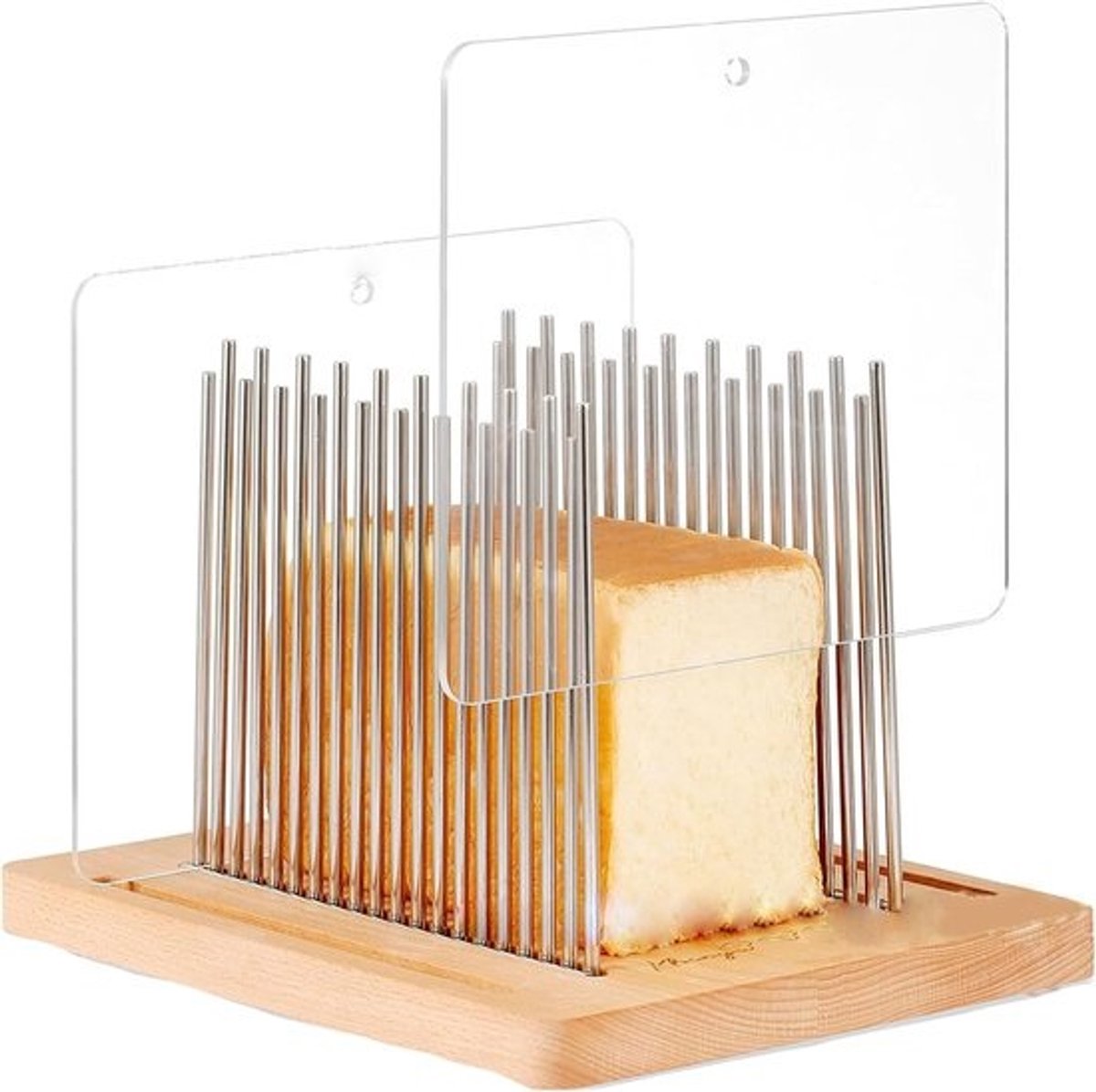 Broodsnijmachine - Broodsnijhulp - Zelf brood snijden - Verstelbare dikte - Compact opvouwbaar - Bruin