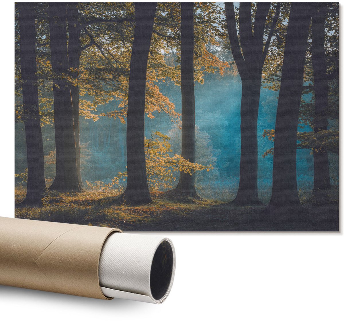 Coloray Polycanvas Wandposter - Twee Paarden, Illustratie - A1 - Grijs Decoratie - Rechthoek - Interieurdecoratie - Kantoor - Expressief