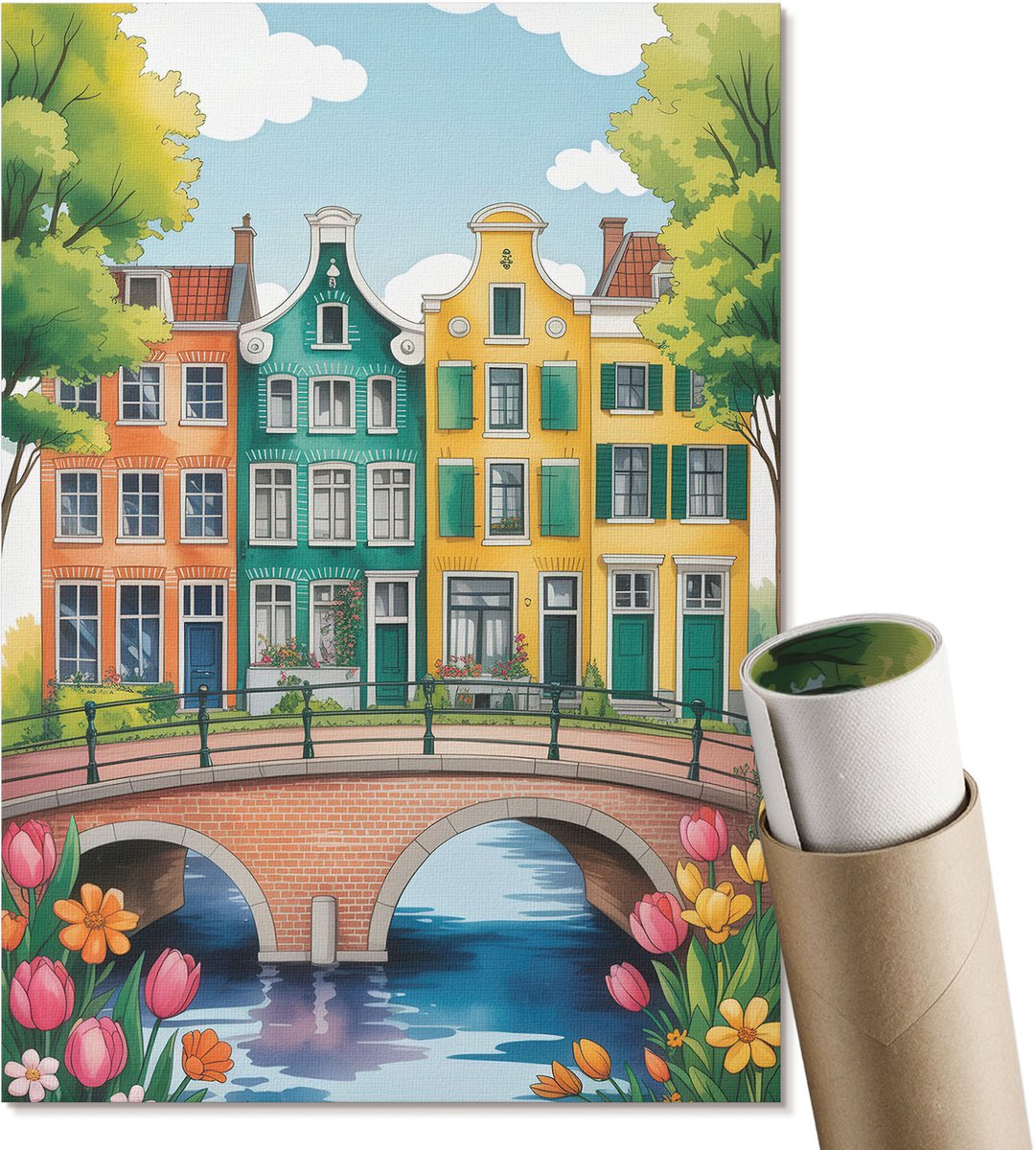 Coloray Polycanvas Poster - Bauhaus-Geometrie, Poster - A3 - Beige Illustratie - Rechthoek - Muurdecoratie - Woonkamer, Slaapkamer, Kantoor - Modern