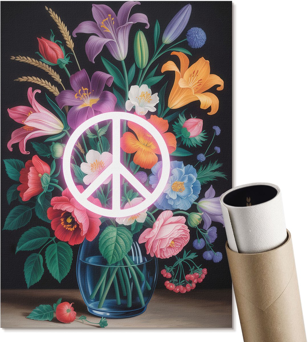 Coloray Polycanvas Poster - Moderne Tunnel, Zwart - A3 - Zwart-wit Motief - Rechthoek - Kunstposter - Slaapkamer - Klassiek
