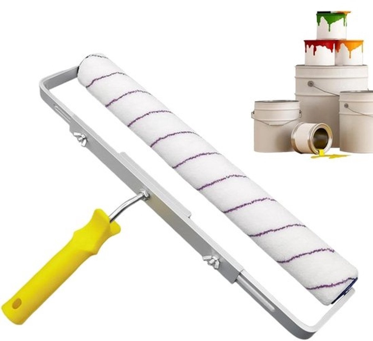 Grote Verfroller - Plafondroller Muurroller - Efficiënt Schilderen - Naadloze Dekking - 46 cm - Grijs