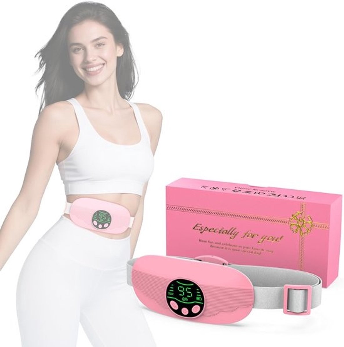 Warme Hoofdband - Verwarmingsband Buik - Menstruatiepijn Verlichting - 3 Temperaturen Vibratiemodi - 20x10x5 cm - Roze